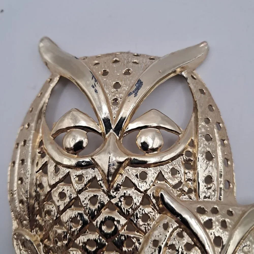 Vintage Owl Earrings Holder 1970s Torino Gold Tone